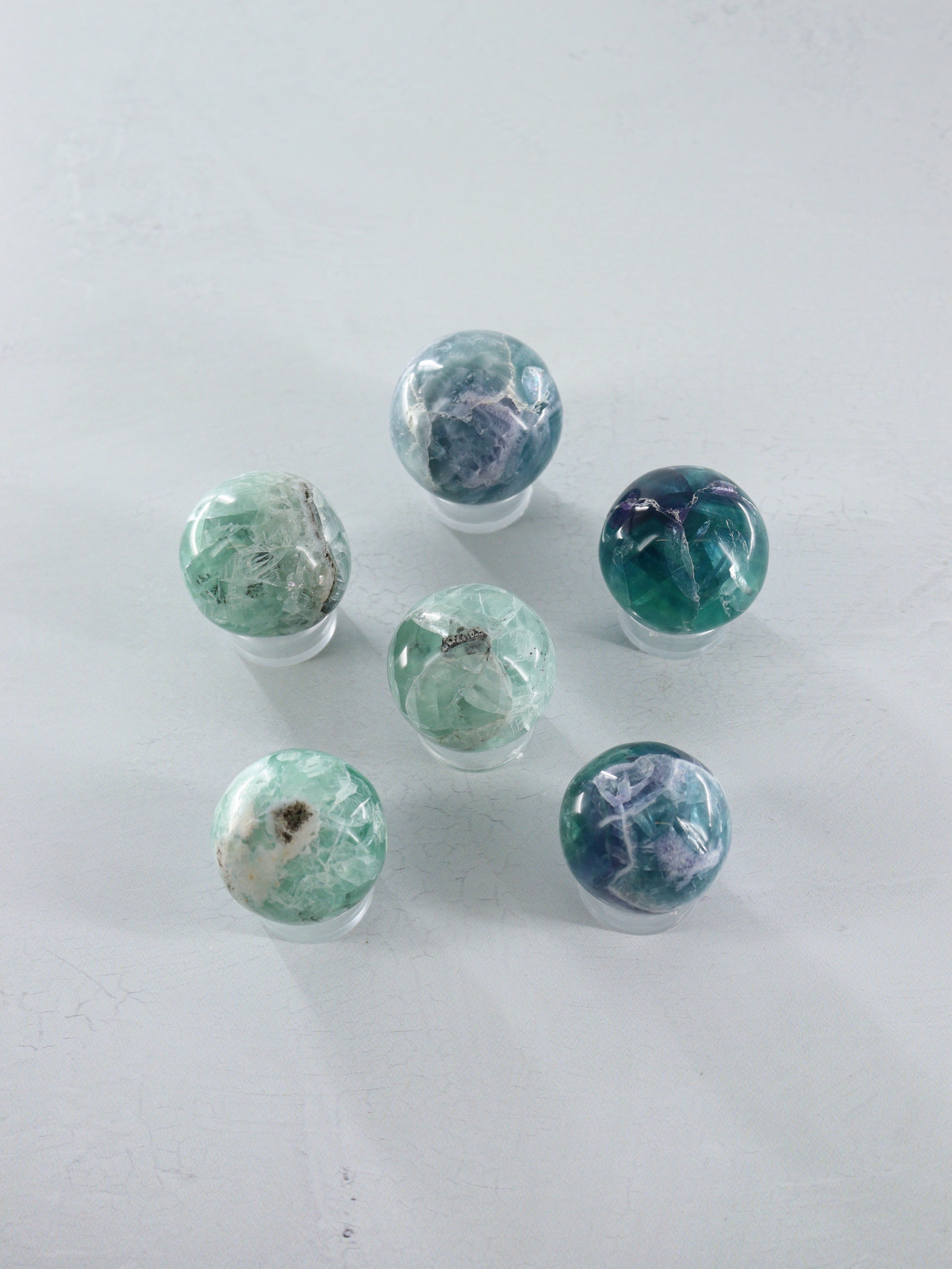 Fluorite Spheres Set of 6 - Expert Vendor of Wholesale Crystals