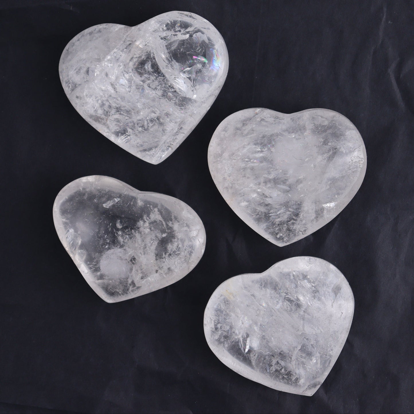 Imperfect Clear Quartz Hearts Set of 12 - Expert Wholesale and Supplier of Wholesale Crystals & Bulk Gemstones, ["Brazil","Clear Quartz","close_50","Hearts","Quartz"]
