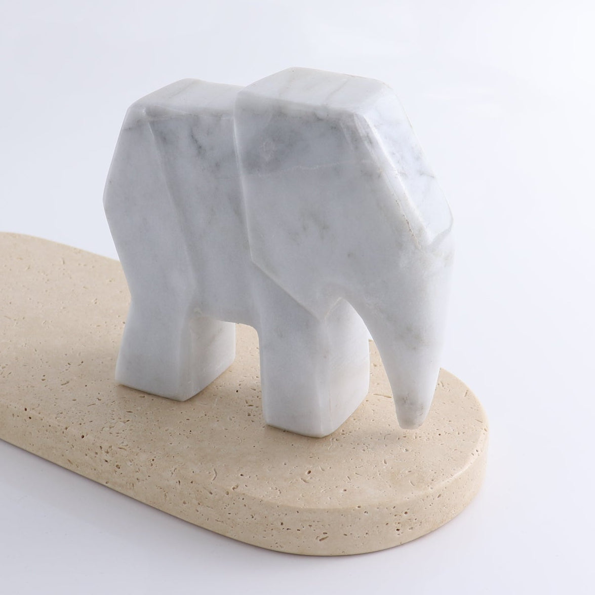 One White Marble Elephant Statue