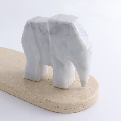 One White Marble Elephant Statue