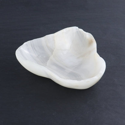 One Mexican Onyx/Calcite White Triangular Bowl