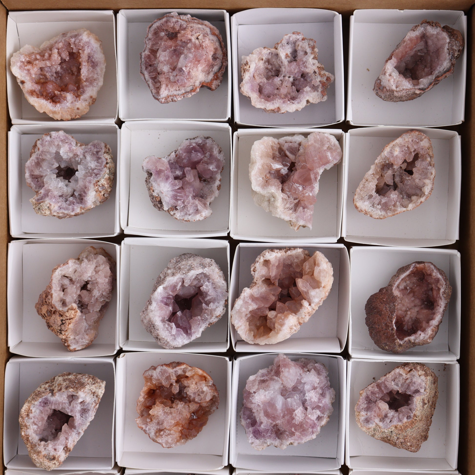 Pink Amethyst Flat of 20 - Expert Wholesale and Supplier of Wholesale Crystals & Bulk Gemstones, ["Amethyst","Pink Amethyst"]