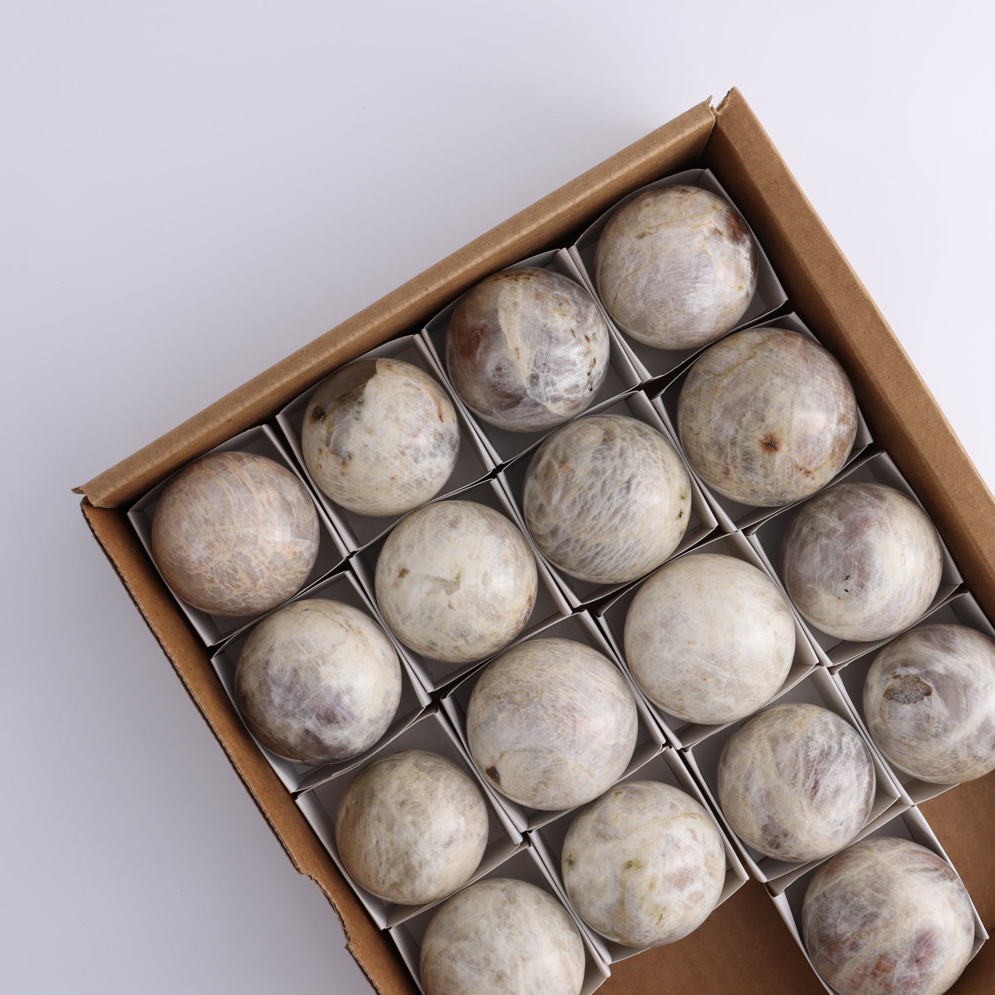 Sunstone & Moonstone Spheres Set of 17 - Expert Wholesale and Supplier of Wholesale Crystals & Bulk Gemstones, ["China","Moonstone","Spheres","Sunstone"]