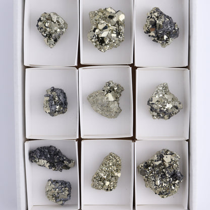 Octahedral Pyrite Clusters Set of 10 - Expert Wholesale and Supplier of Wholesale Crystals & Bulk Gemstones, ["Clusters","Octahedral Pyrite","Peru","Pyrite"]