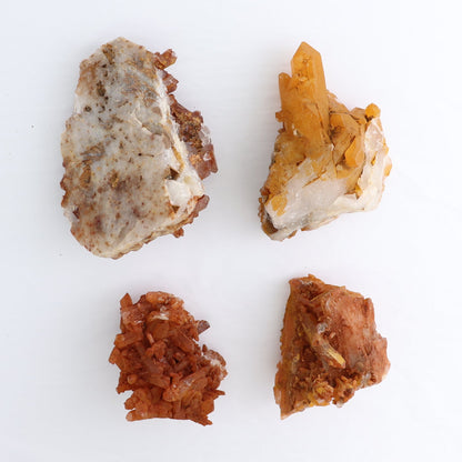 Tangerine Quartz Clusters Set of 4