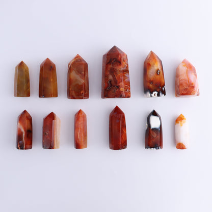 Carnelian Towers Set of 12 - Expert Wholesale and Supplier of Wholesale Crystals & Bulk Gemstones, ["carnelian","Madagascar","Towers"]
