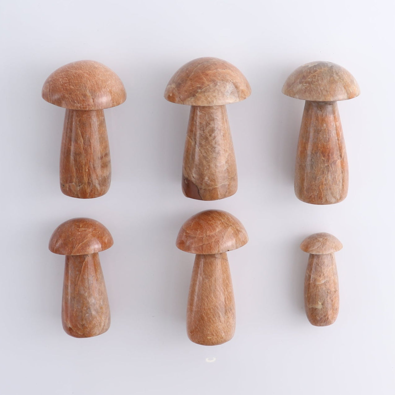 Peach Moonstone Mushrooms Set of 6