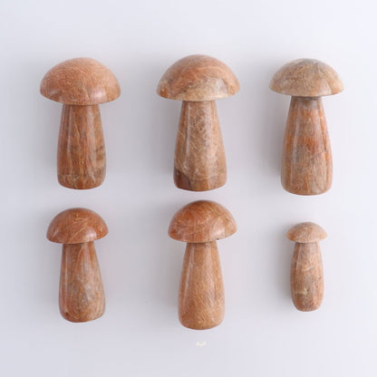 Peach Moonstone Mushrooms Set of 6