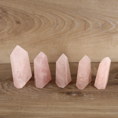 Rose Quartz Towers Set of 5 - Expert Supplier of Wholesale Crystals & Bulk Gemstones