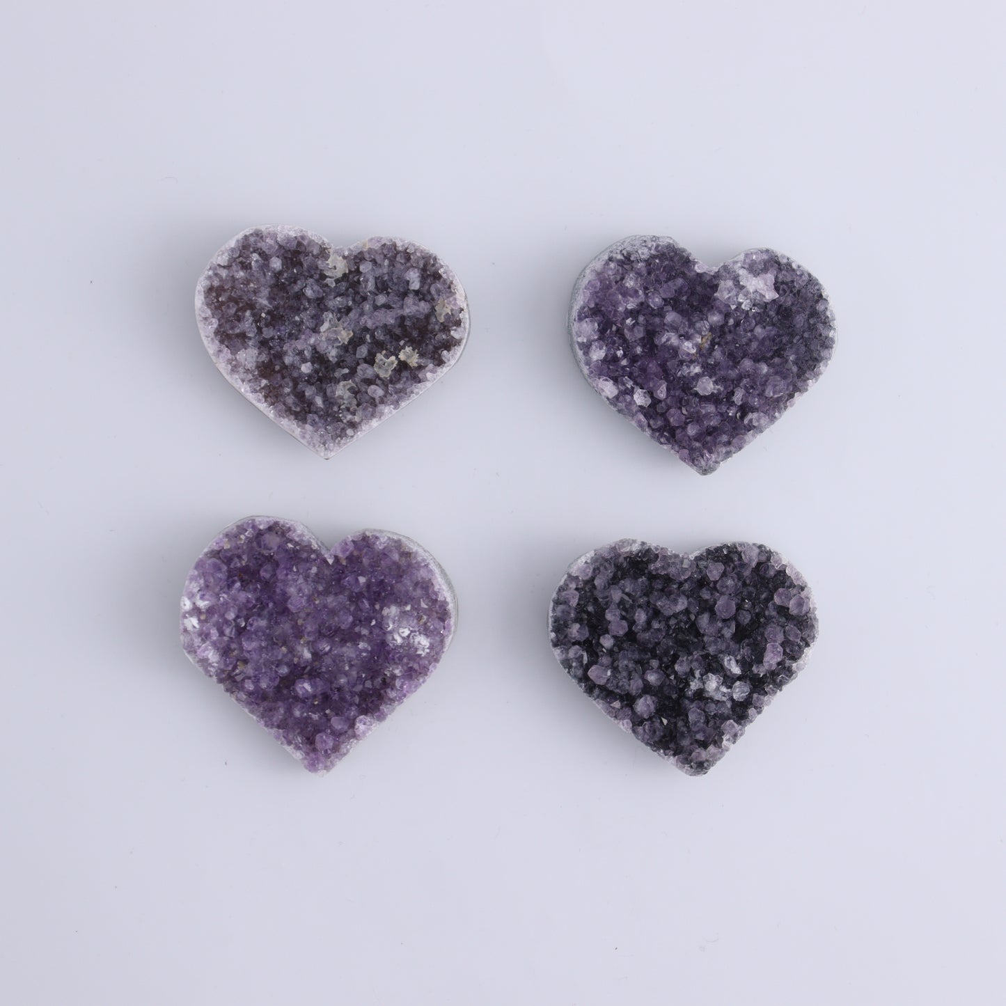 Amethyst Hearts Set of 8 - Expert Wholesale and Supplier of Wholesale Crystals & Bulk Gemstones, ["Amethyst","Hearts","Uruguay"]