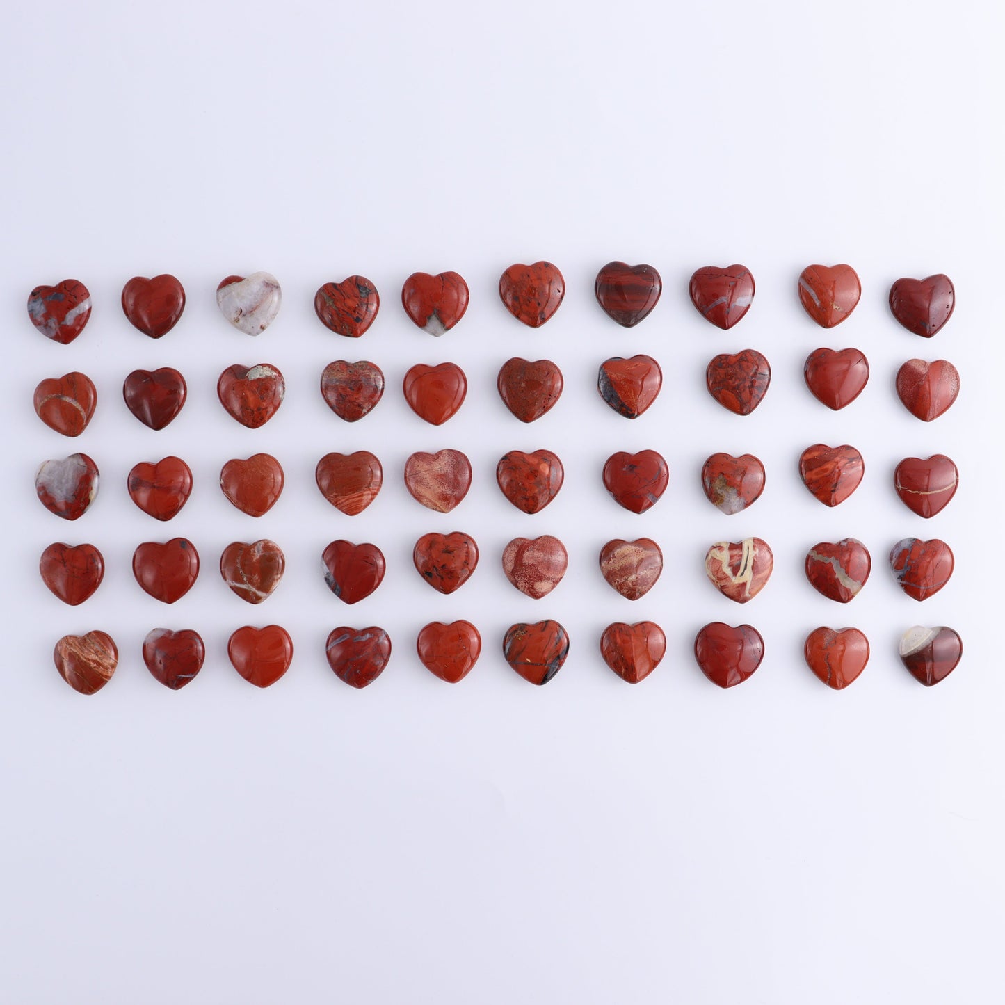 50 pcs Mini Red Jasper Hearts