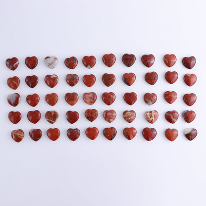50 pcs Mini Red Jasper Hearts