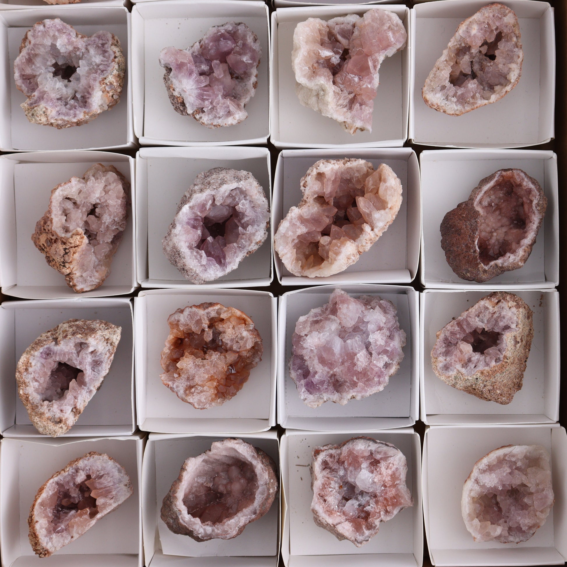 Pink Amethyst Flat of 20 - Expert Wholesale and Supplier of Wholesale Crystals & Bulk Gemstones, ["Amethyst","Pink Amethyst"]