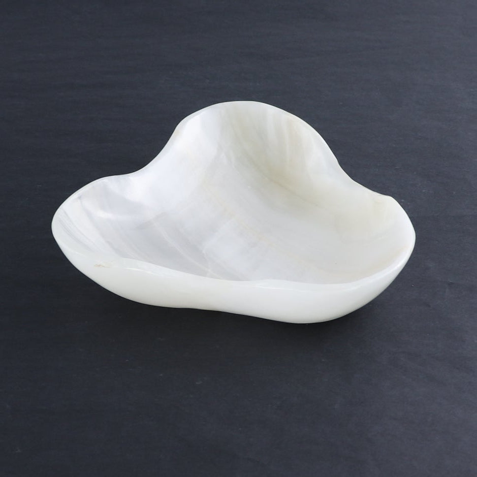 One Mexican Onyx/Calcite White Triangular Bowl