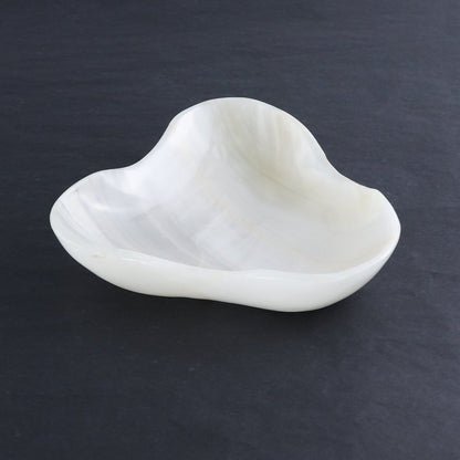 One Mexican Onyx/Calcite White Triangular Bowl
