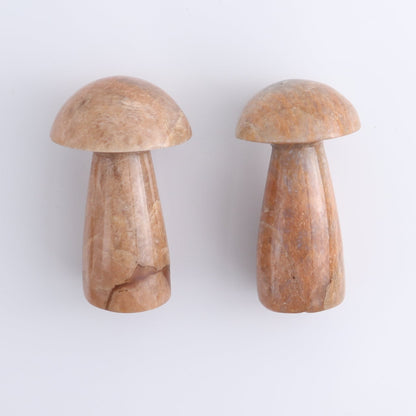 Peach Moonstone Mushrooms Set of 6