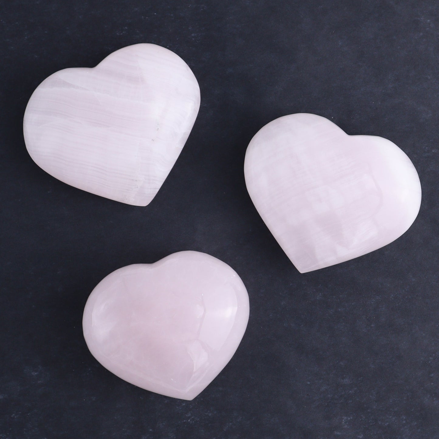 Pink Mangano Calcite Hearts Set of 6 - Expert Wholesale and Supplier of Wholesale Crystals & Bulk Gemstones, ["Calcite","Hearts","Madagascar","Pink Calcite"]