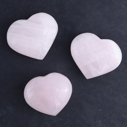 Pink Mangano Calcite Hearts Set of 6 - Expert Wholesale and Supplier of Wholesale Crystals & Bulk Gemstones, ["Calcite","Hearts","Madagascar","Pink Calcite"]