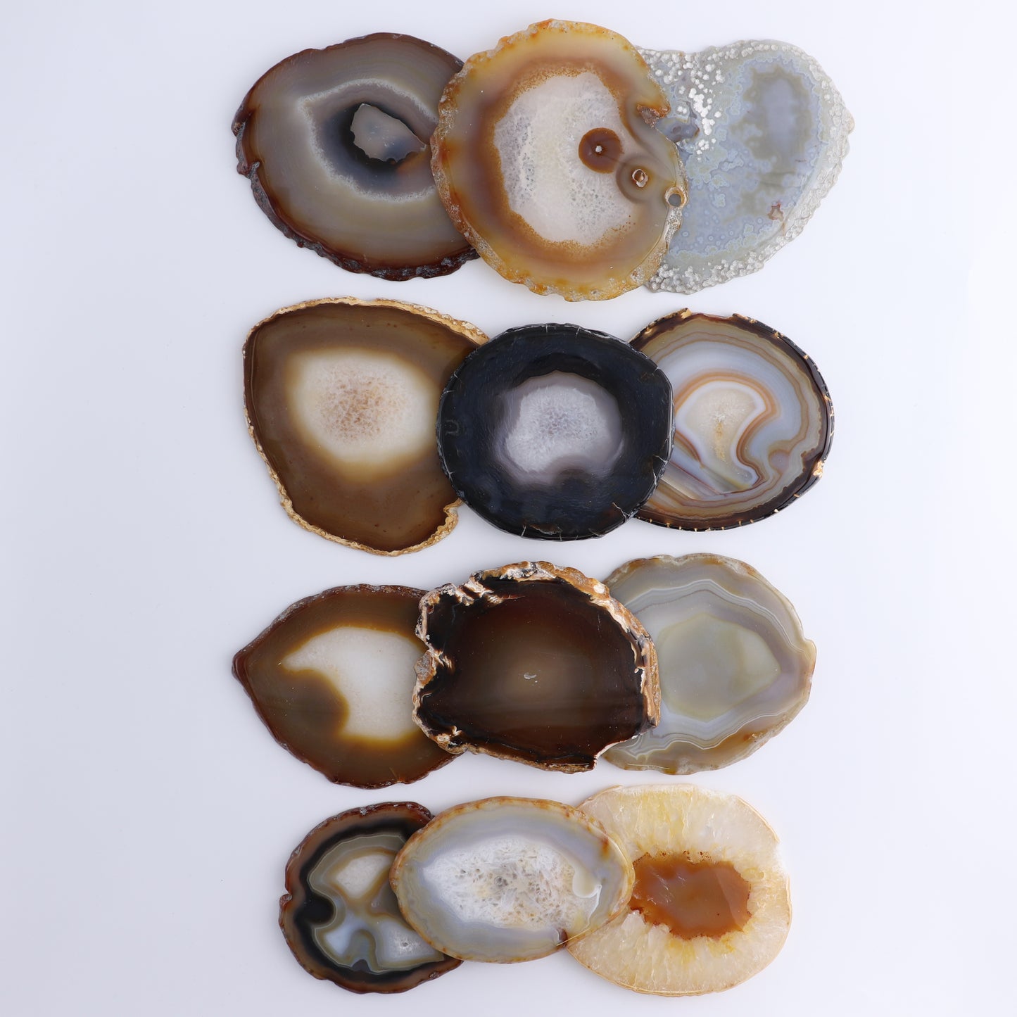 Agate Slices Set of 12 - Expert Wholesale and Supplier of Wholesale Crystals & Bulk Gemstones, ["Agate","Slices and Slabs"]
