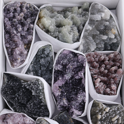 Uruguay Amethyst Clusters with Formations Flat of 13 - Expert Wholesale and Supplier of Wholesale Crystals & Bulk Gemstones, ["Amethyst","Calcite","Clusters","Formations","Uruguay"]