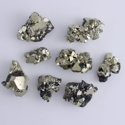 Octahedral Pyrite Clusters Set of 22 - Expert Wholesale and Supplier of Wholesale Crystals & Bulk Gemstones, ["Clusters","Octahedral Pyrite","Peru","Pyrite"]