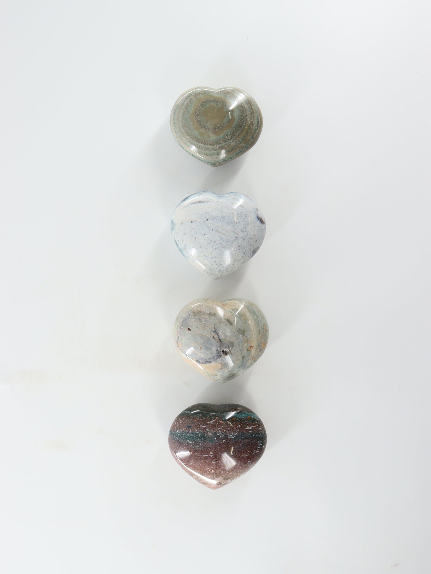 Ocean Jasper Hearts Set of 4 - Expert Supplier of Wholesale Crystals & Bulk Gemstones