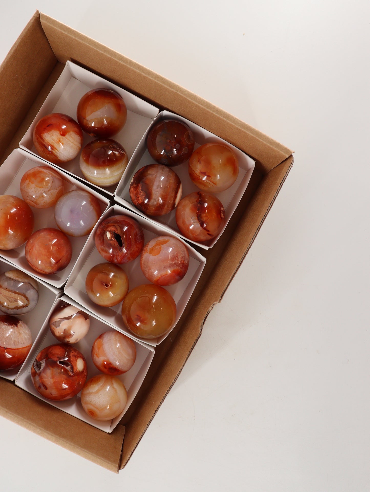 Carnelian Spheres Set of 23