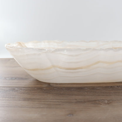 Mexican Onyx/Calcite Canoe Bowl 27"