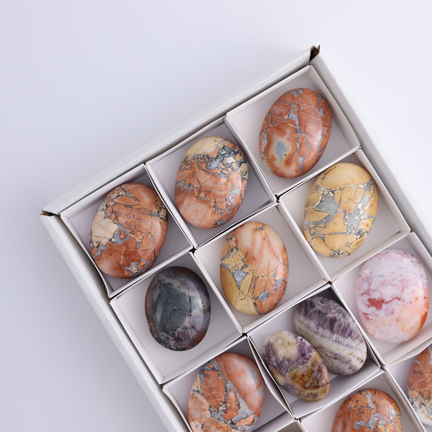 Maligano Jasper Palm Stones Set of 13 - Expert Wholesale and Supplier of Wholesale Crystals & Bulk Gemstones, ["Indonesia","Maligno Jasper","Palm Stones"]