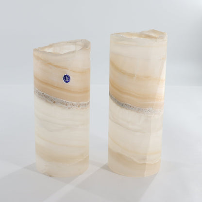 One Honey/White Rough Onyx Lamp Pair Blind