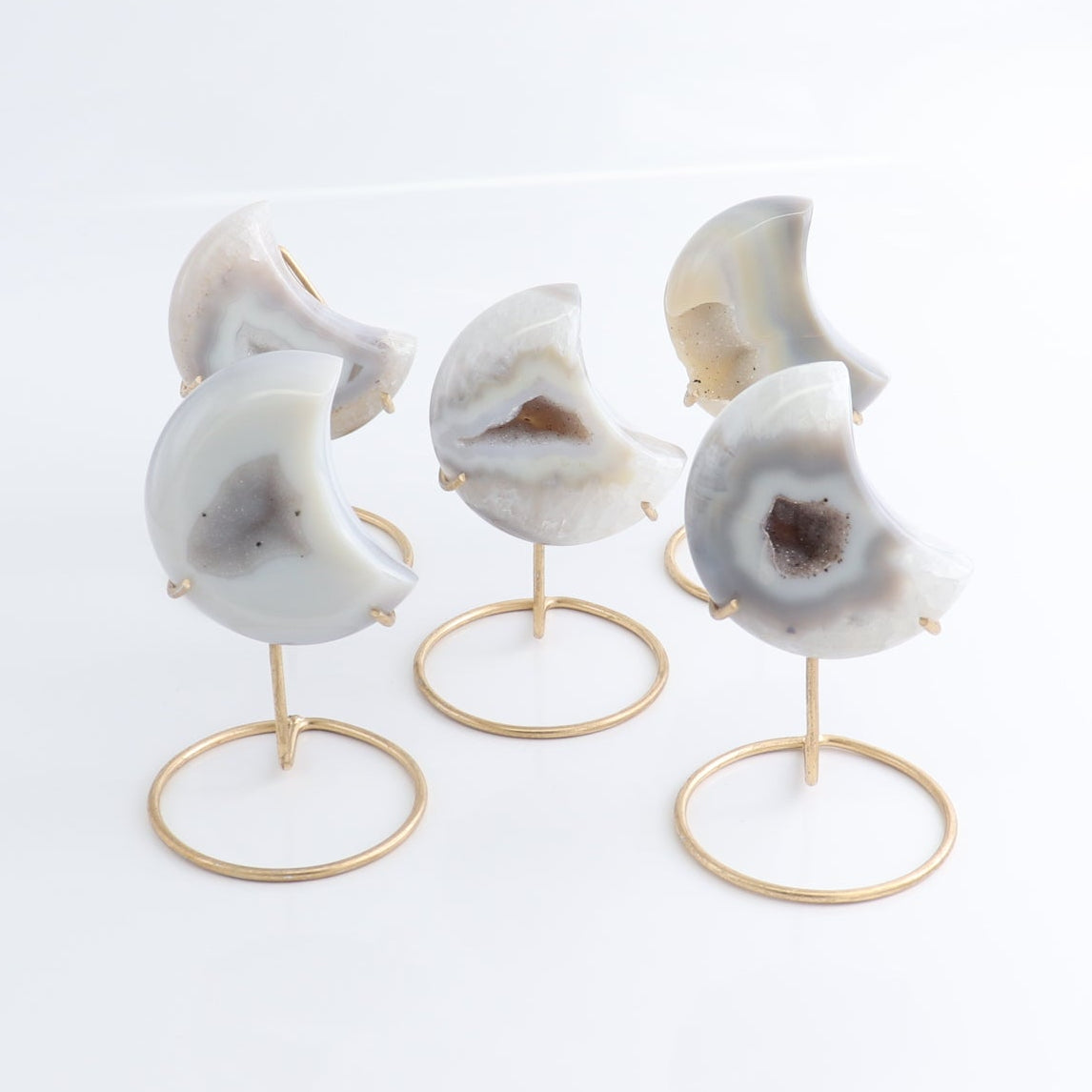 Agate Moons with Stand Set of 5