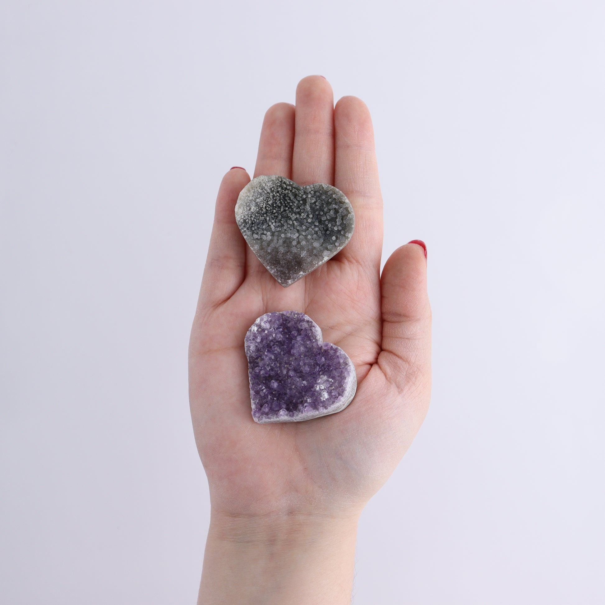 Amethyst Hearts Set of 8 - Expert Wholesale and Supplier of Wholesale Crystals & Bulk Gemstones, ["Amethyst","Hearts","Uruguay"]