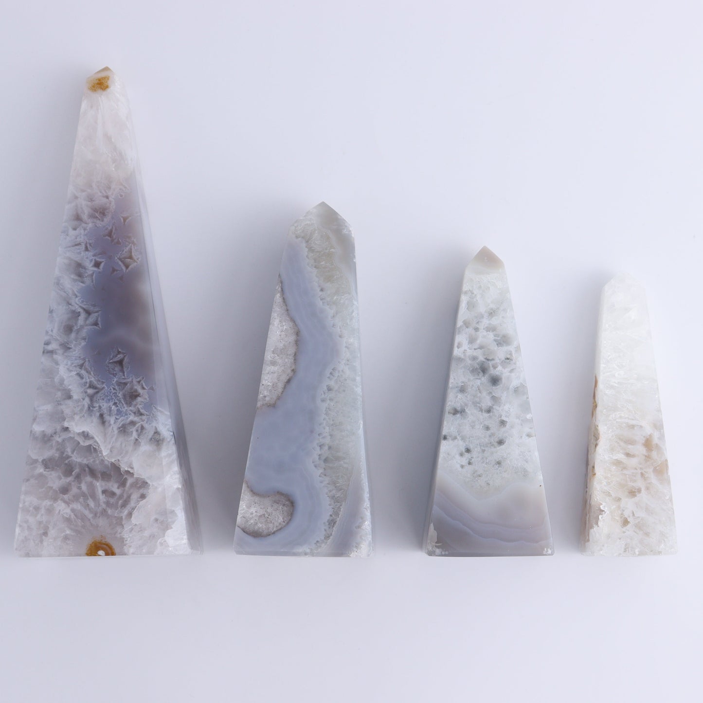 Agate Obelisk Set of 4 - Expert Wholesale and Supplier of Wholesale Crystals & Bulk Gemstones, ["Agate","Brazil","Obelisk"]