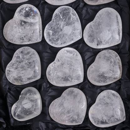 Imperfect Clear Quartz Hearts Set of 12 - Expert Wholesale and Supplier of Wholesale Crystals & Bulk Gemstones, ["Brazil","Clear Quartz","close_50","Hearts","Quartz"]