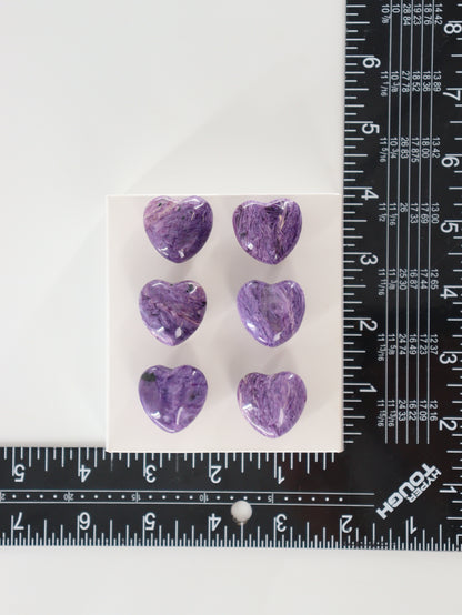 Charoite Hearts Set of 6 - Expert Supplier of Wholesale Crystals & Bulk Gemstones