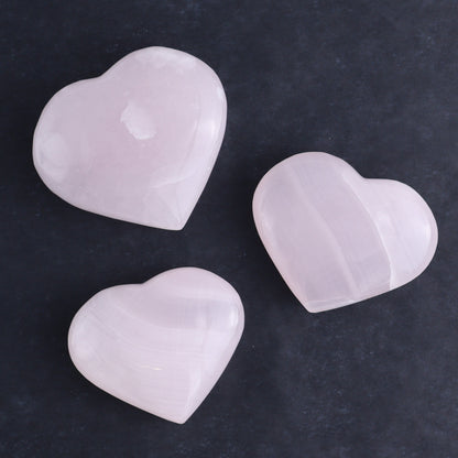 Pink Mangano Calcite Hearts Set of 6 - Expert Wholesale and Supplier of Wholesale Crystals & Bulk Gemstones, ["Calcite","Hearts","Madagascar","Pink Calcite"]