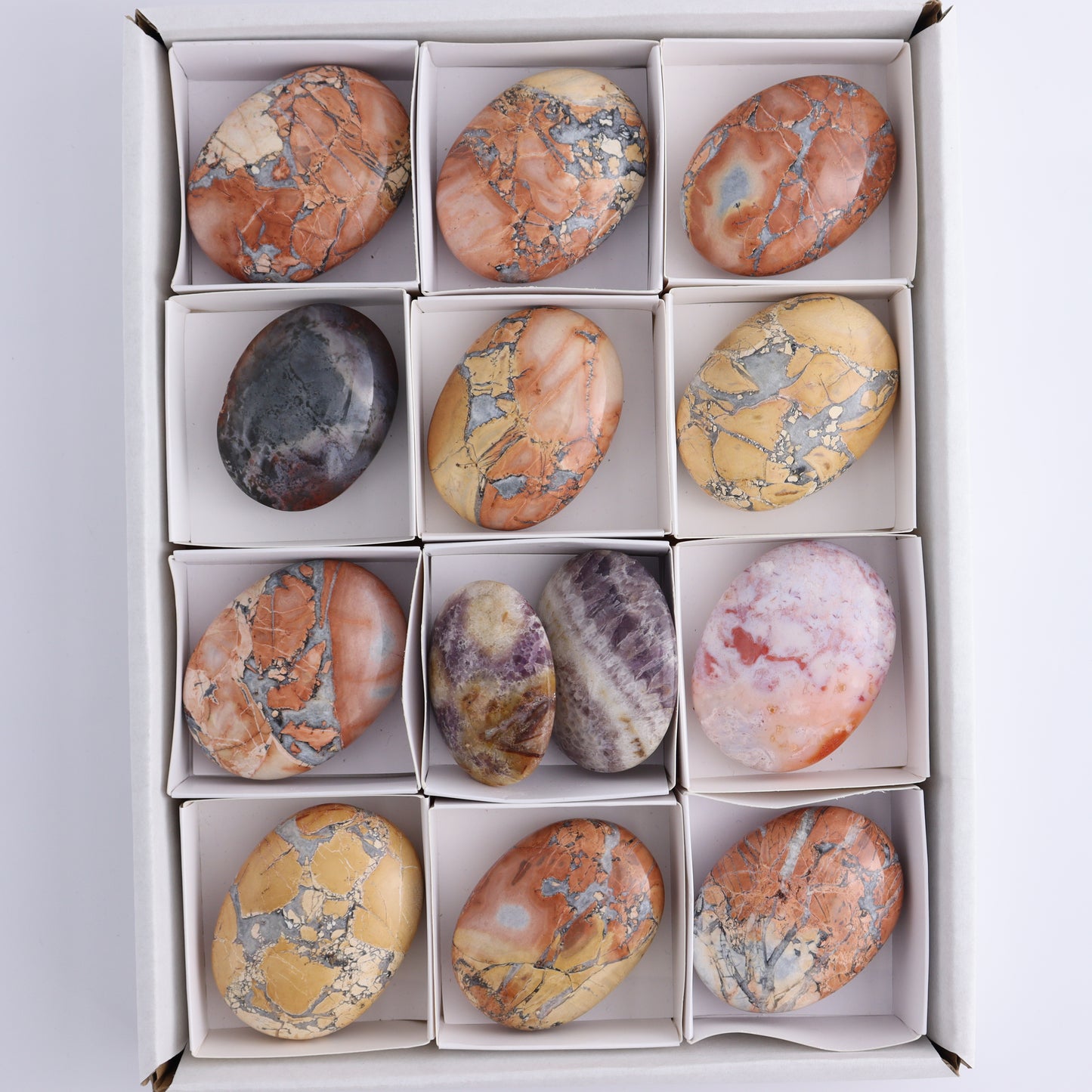 Maligano Jasper Palm Stones Set of 13 - Expert Wholesale and Supplier of Wholesale Crystals & Bulk Gemstones, ["Indonesia","Maligno Jasper","Palm Stones"]