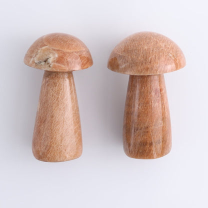 Peach Moonstone Mushrooms Set of 6