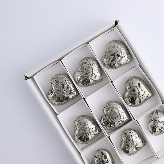 Pyrite Hearts Set of 9 - Expert Wholesale and Supplier of Wholesale Crystals & Bulk Gemstones, ["Hearts","Peru","Pyrite"]