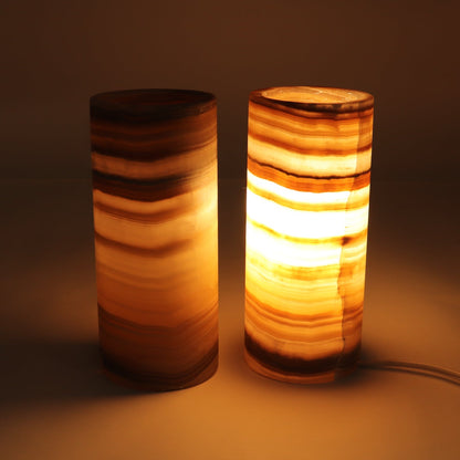 One Honey Polish Onyx Lamp Pair Blind