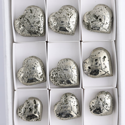 Pyrite Hearts Set of 9 - Expert Wholesale and Supplier of Wholesale Crystals & Bulk Gemstones, ["Hearts","Peru","Pyrite"]
