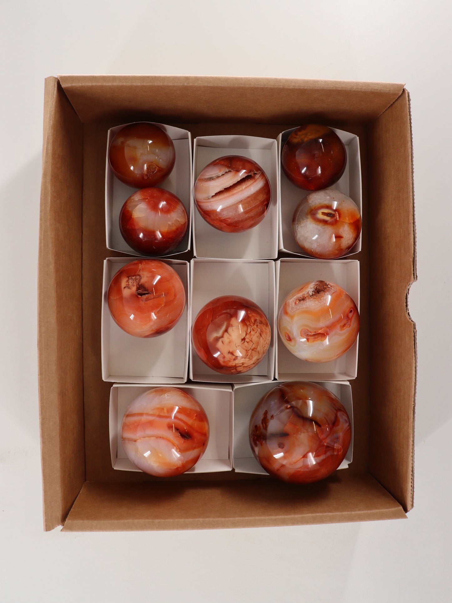 Carnelian Spheres Set of 10