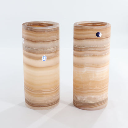One Honey Polish Onyx Lamp Pair Blind