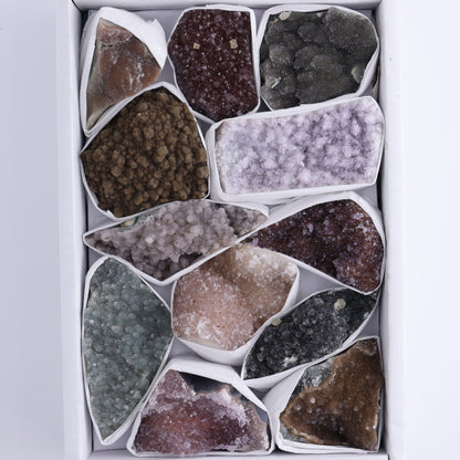 Uruguay Rainbow Amethyst Clusters Flat of 12 - Expert Wholesale and Supplier of Wholesale Crystals & Bulk Gemstones, ["Amethyst","Clusters","Rainbow Amethyst","Sugar Rainbow Amethyst","Uruguay"]