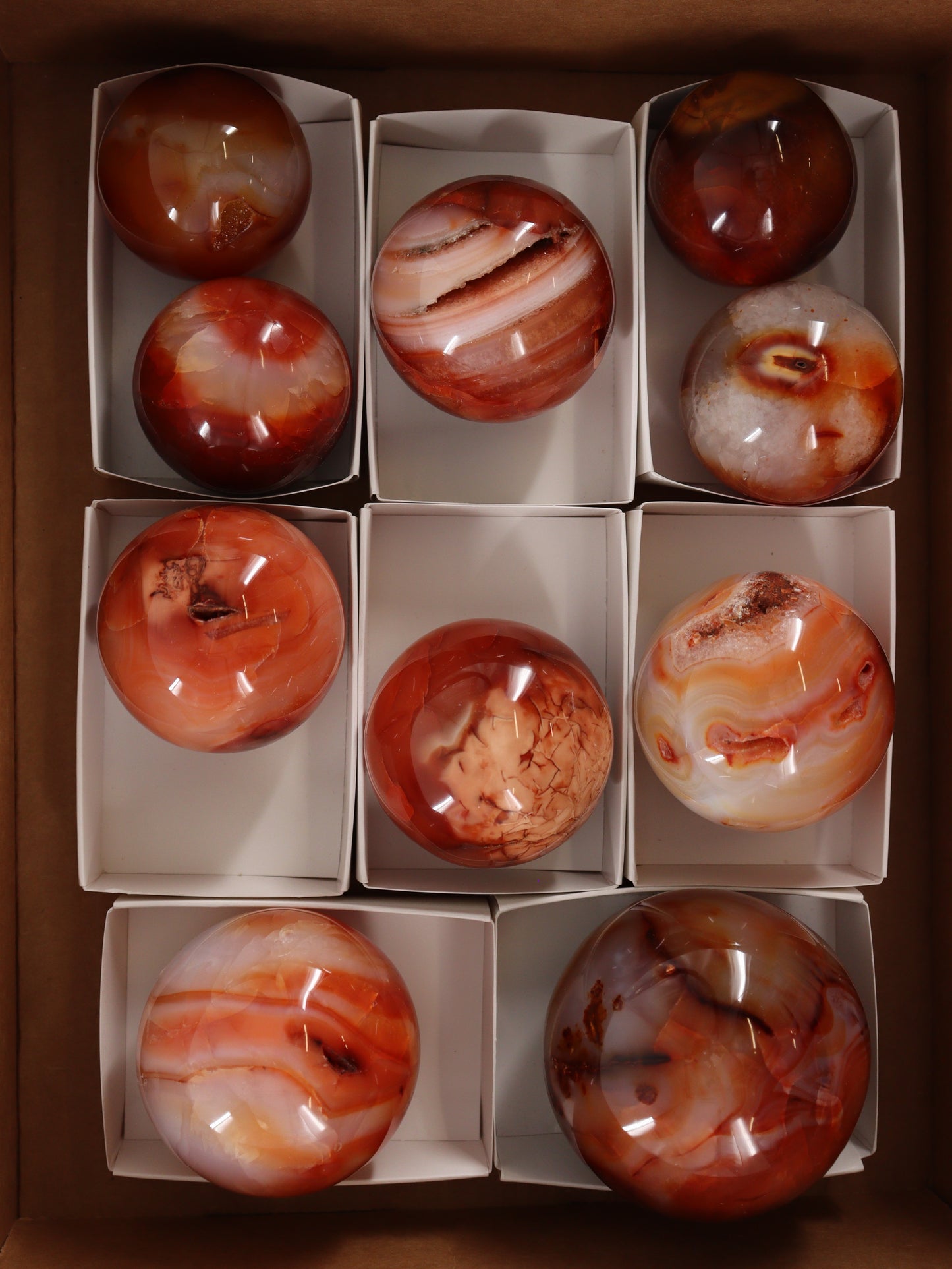 Carnelian Spheres Set of 10