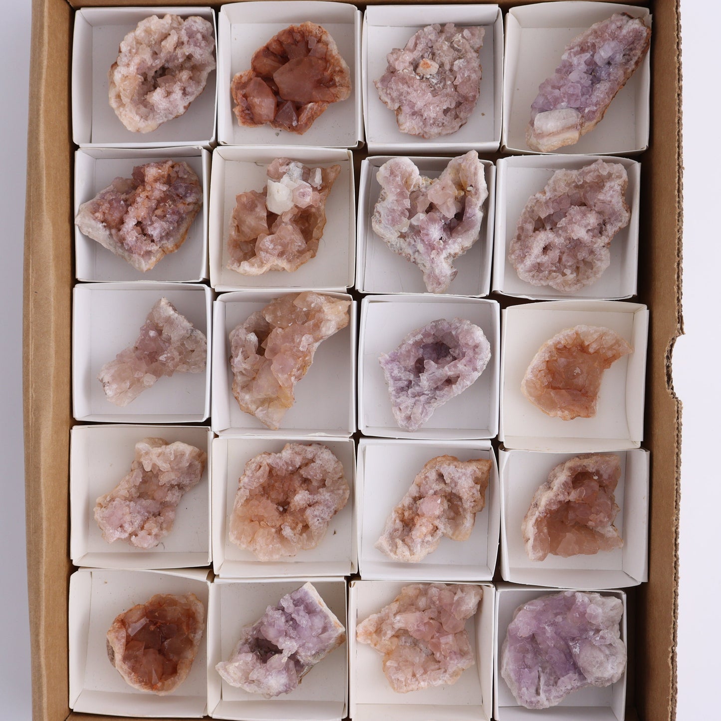 Pink Amethyst Flat of 20 - Expert Wholesale and Supplier of Wholesale Crystals & Bulk Gemstones, ["Amethyst","Pink Amethyst"]