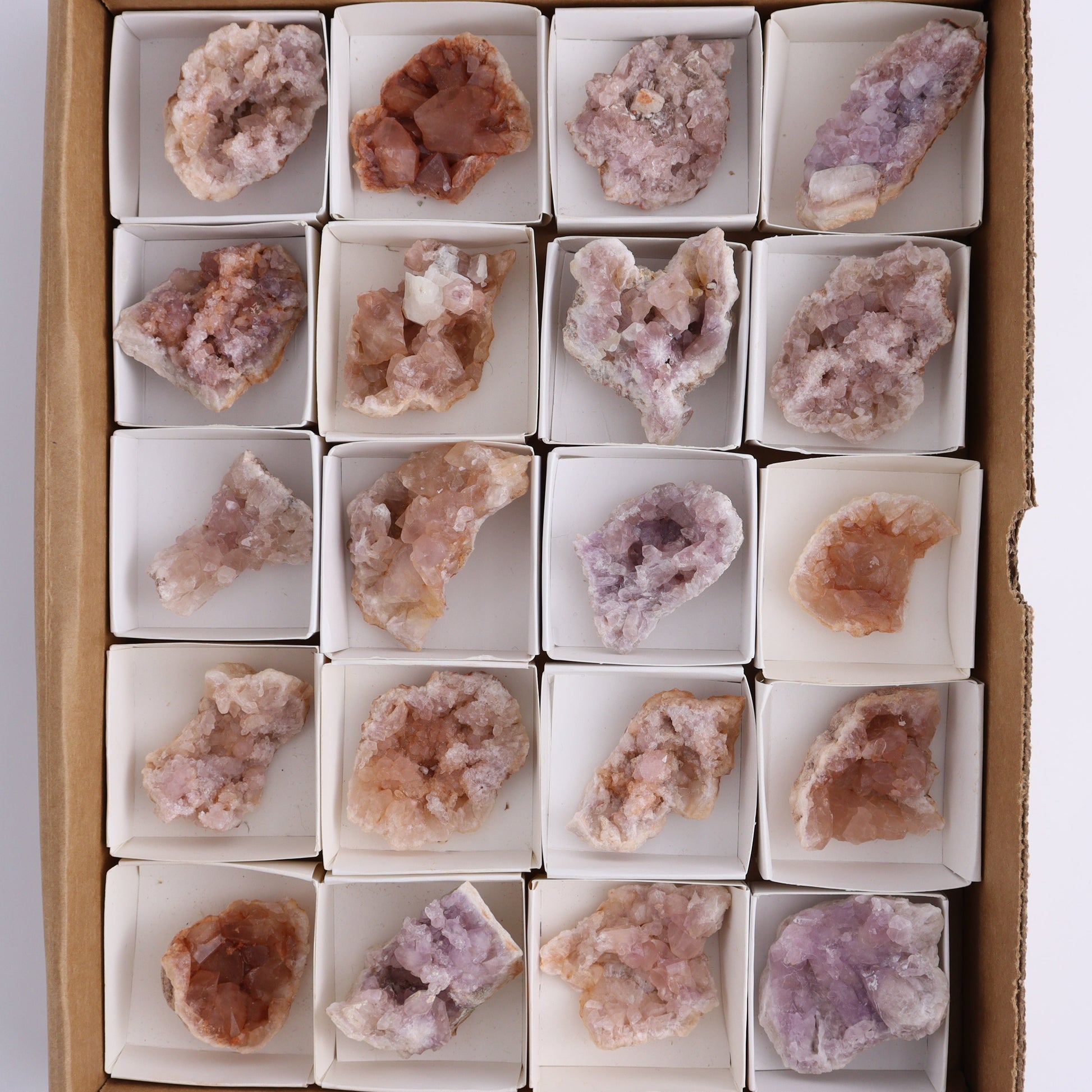 Pink Amethyst Flat of 20 - Expert Wholesale and Supplier of Wholesale Crystals & Bulk Gemstones, ["Amethyst","Pink Amethyst"]