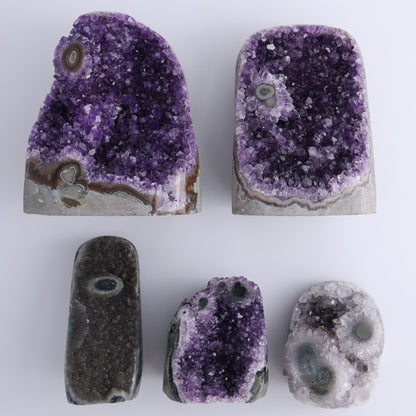 Uruguay Amethyst Set of 5 - Expert Wholesale and Supplier of Wholesale Crystals & Bulk Gemstones, ["Amethyst","Cut Base","Uruguay"]