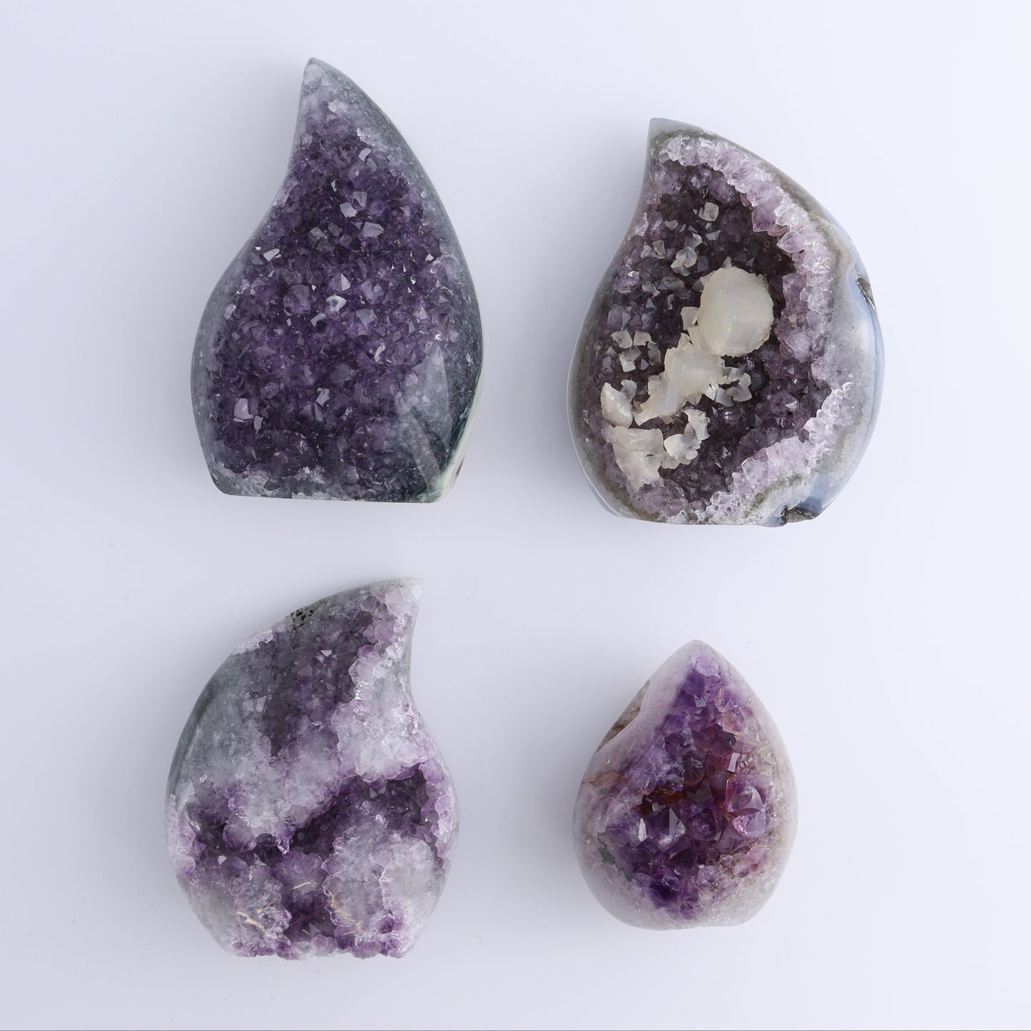Uruguay Druzy Amethyst Flames Set of 4 - Expert Wholesale and Supplier of Wholesale Crystals & Bulk Gemstones, ["Amethyst","flames","Uruguay"]