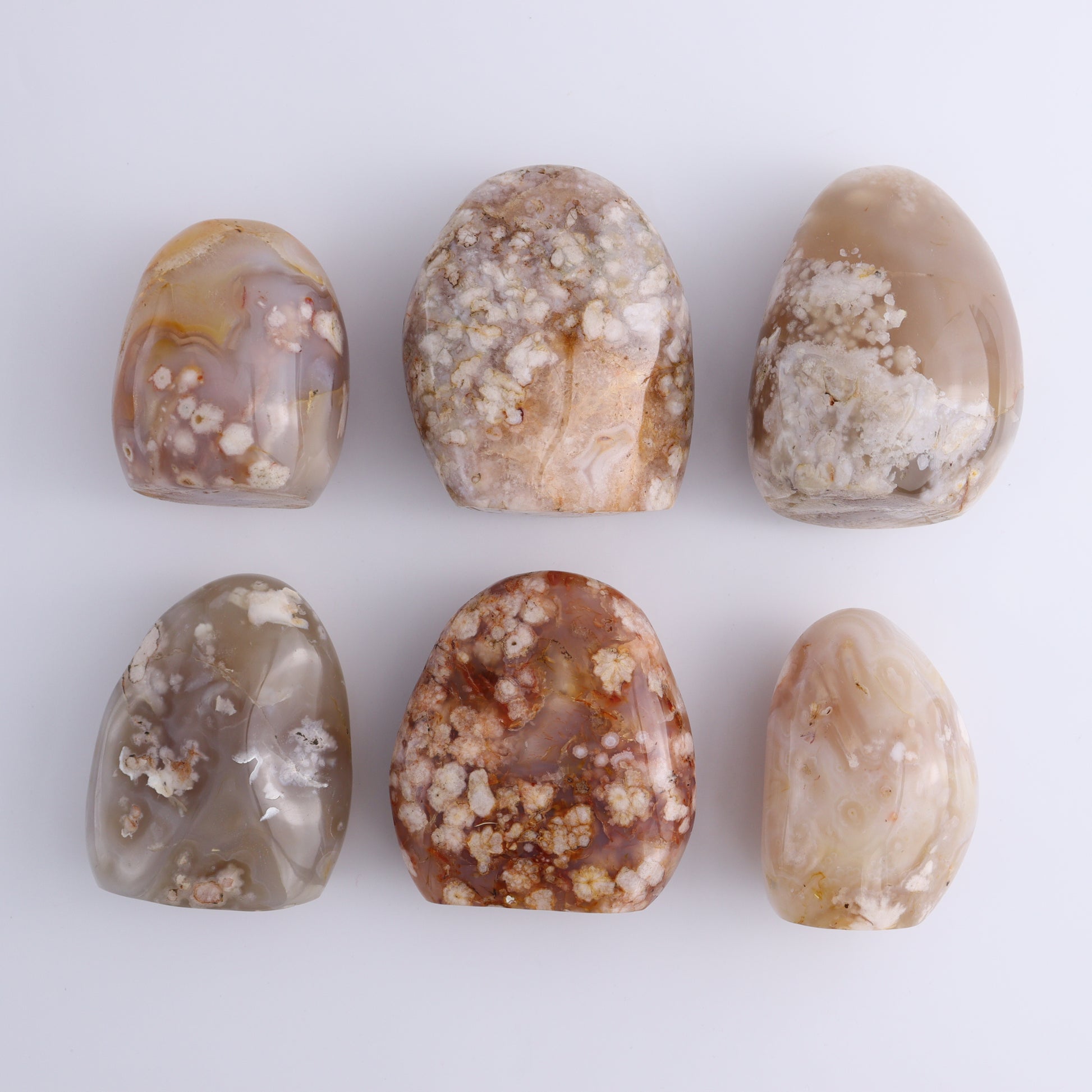 Flower Agate Freeforms Set of 6 - Expert Wholesale and Supplier of Wholesale Crystals & Bulk Gemstones, ["Flower Agate","Freeforms","Madagascar"]